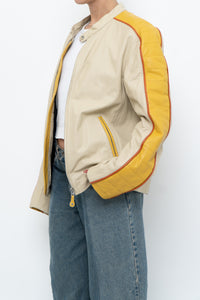 Vintage x Beige, Yellow Leather Racing Jacket (S-L)