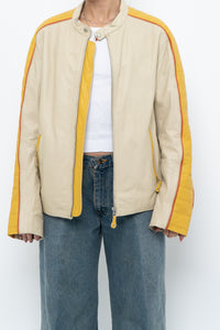 Vintage x Beige, Yellow Leather Racing Jacket (S-L)