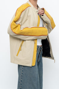 Vintage x Beige, Yellow Leather Racing Jacket (S-L)