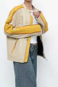 Vintage x Beige, Yellow Leather Racing Jacket (S-L)