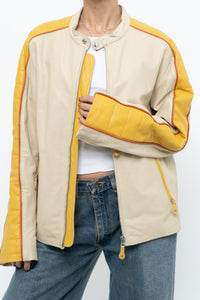 Vintage x Beige, Yellow Leather Racing Jacket (S-L)