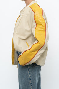 Vintage x Beige, Yellow Leather Racing Jacket (S-L)