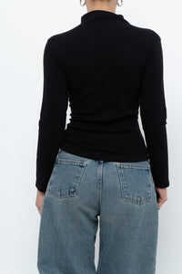 LOEWE x Black Embroidered Soft Knit Mockneck Long Sleeve (S, M)