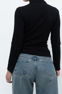 LOEWE x Black Embroidered Soft Knit Mockneck Long Sleeve (S, M)