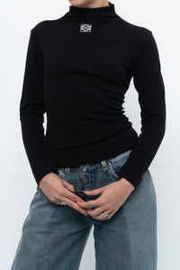 LOEWE x Black Embroidered Soft Knit Mockneck Long Sleeve (S, M)