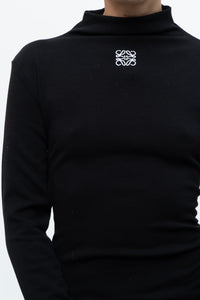 LOEWE x Black Embroidered Soft Knit Mockneck Long Sleeve (S, M)