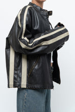 Load image into Gallery viewer, Vintage x Dark Brown Faded Leather Brown Faux Leather Racing Jacket (S-L)