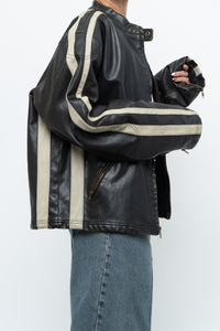 Vintage x Dark Brown Faded Leather Brown Faux Leather Racing Jacket (S-L)
