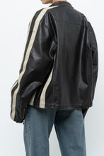 Load image into Gallery viewer, Vintage x Dark Brown Faded Leather Brown Faux Leather Racing Jacket (S-L)