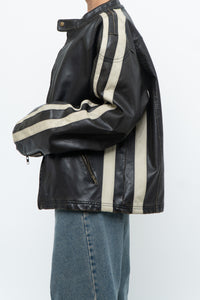 Vintage x Dark Brown Faded Leather Brown Faux Leather Racing Jacket (S-L)