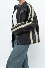 Load image into Gallery viewer, Vintage x Dark Brown Faded Leather Brown Faux Leather Racing Jacket (S-L)