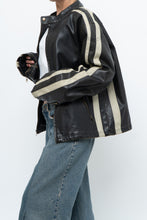 Load image into Gallery viewer, Vintage x Dark Brown Faded Leather Brown Faux Leather Racing Jacket (S-L)