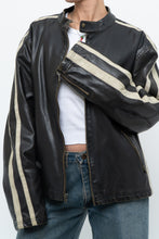 Load image into Gallery viewer, Vintage x Dark Brown Faded Leather Brown Faux Leather Racing Jacket (S-L)