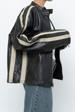 Load image into Gallery viewer, Vintage x Dark Brown Faded Leather Brown Faux Leather Racing Jacket (S-L)