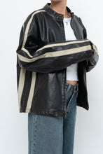 Load image into Gallery viewer, Vintage x Dark Brown Faded Leather Brown Faux Leather Racing Jacket (S-L)
