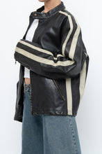 Load image into Gallery viewer, Vintage x Dark Brown Faded Leather Brown Faux Leather Racing Jacket (S-L)