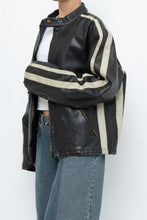 Load image into Gallery viewer, Vintage x Dark Brown Faded Leather Brown Faux Leather Racing Jacket (S-L)
