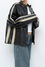 Load image into Gallery viewer, Vintage x Dark Brown Faded Leather Brown Faux Leather Racing Jacket (S-L)