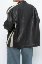 Load image into Gallery viewer, Vintage x Dark Brown Faded Leather Brown Faux Leather Racing Jacket (S-L)