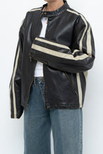 Load image into Gallery viewer, Vintage x Dark Brown Faded Leather Brown Faux Leather Racing Jacket (S-L)