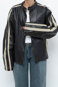 Vintage x Dark Brown Faded Leather Brown Faux Leather Racing Jacket (S-L)
