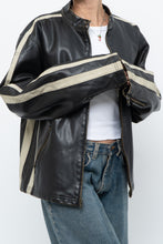 Load image into Gallery viewer, Vintage x Dark Brown Faded Leather Brown Faux Leather Racing Jacket (S-L)