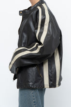 Load image into Gallery viewer, Vintage x Dark Brown Faded Leather Brown Faux Leather Racing Jacket (S-L)