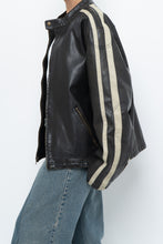 Load image into Gallery viewer, Vintage x Dark Brown Faded Leather Brown Faux Leather Racing Jacket (S-L)
