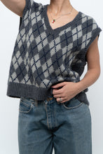 Load image into Gallery viewer, Vintage x Grey Argyle Handknit Wool Vest (XS-L)