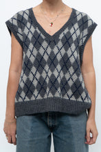 Load image into Gallery viewer, Vintage x Grey Argyle Handknit Wool Vest (XS-L)