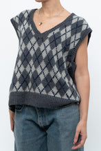 Load image into Gallery viewer, Vintage x Grey Argyle Handknit Wool Vest (XS-L)