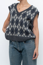 Load image into Gallery viewer, Vintage x Grey Argyle Handknit Wool Vest (XS-L)