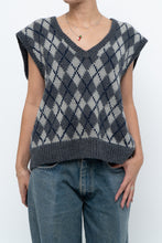Load image into Gallery viewer, Vintage x Grey Argyle Handknit Wool Vest (XS-L)