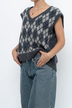 Load image into Gallery viewer, Vintage x Grey Argyle Handknit Wool Vest (XS-L)