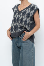 Load image into Gallery viewer, Vintage x Grey Argyle Handknit Wool Vest (XS-L)
