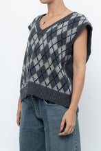 Load image into Gallery viewer, Vintage x Grey Argyle Handknit Wool Vest (XS-L)