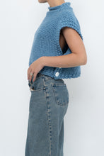 Load image into Gallery viewer, Vintage x Blue Handknit Wool Cropped Mockneck Sweater (XS-M)