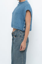 Load image into Gallery viewer, Vintage x Blue Handknit Wool Cropped Mockneck Sweater (XS-M)