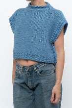 Load image into Gallery viewer, Vintage x Blue Handknit Wool Cropped Mockneck Sweater (XS-M)