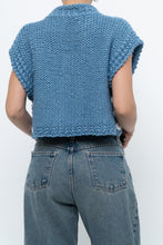 Load image into Gallery viewer, Vintage x Blue Handknit Wool Cropped Mockneck Sweater (XS-M)