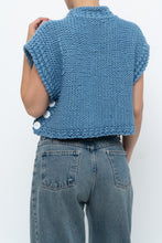 Load image into Gallery viewer, Vintage x Blue Handknit Wool Cropped Mockneck Sweater (XS-M)