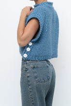 Load image into Gallery viewer, Vintage x Blue Handknit Wool Cropped Mockneck Sweater (XS-M)
