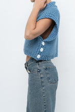 Load image into Gallery viewer, Vintage x Blue Handknit Wool Cropped Mockneck Sweater (XS-M)
