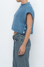 Load image into Gallery viewer, Vintage x Blue Handknit Wool Cropped Mockneck Sweater (XS-M)