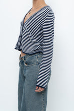 Load image into Gallery viewer, MAGASCHONI x Navy Striped Cashmere Cropped Cardigan (XS-M)