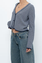 Load image into Gallery viewer, MAGASCHONI x Navy Striped Cashmere Cropped Cardigan (XS-M)