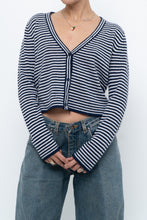Load image into Gallery viewer, MAGASCHONI x Navy Striped Cashmere Cropped Cardigan (XS-M)