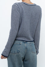 Load image into Gallery viewer, MAGASCHONI x Navy Striped Cashmere Cropped Cardigan (XS-M)