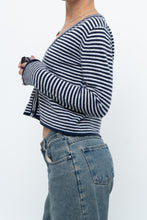 Load image into Gallery viewer, MAGASCHONI x Navy Striped Cashmere Cropped Cardigan (XS-M)