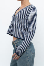 Load image into Gallery viewer, MAGASCHONI x Navy Striped Cashmere Cropped Cardigan (XS-M)